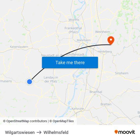 Wilgartswiesen to Wilhelmsfeld map