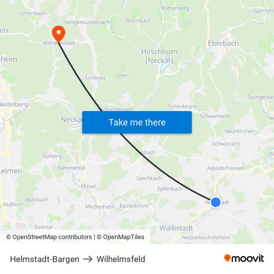 Helmstadt-Bargen to Wilhelmsfeld map