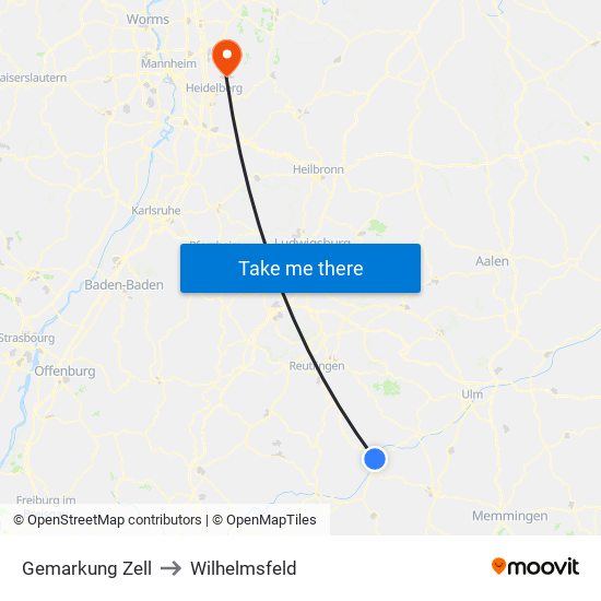 Gemarkung Zell to Wilhelmsfeld map