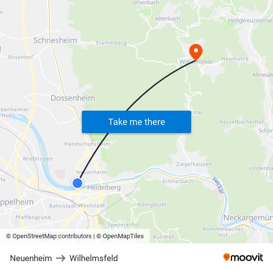 Neuenheim to Wilhelmsfeld map