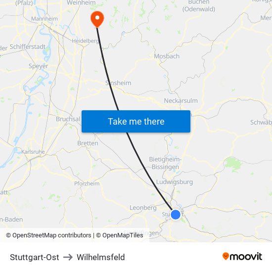 Stuttgart-Ost to Wilhelmsfeld map