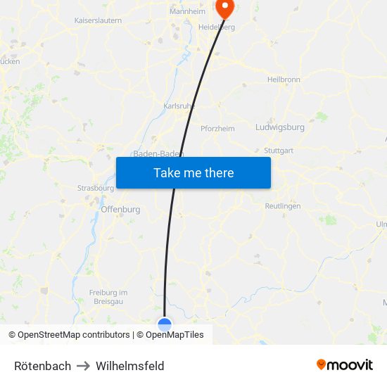 Rötenbach to Wilhelmsfeld map