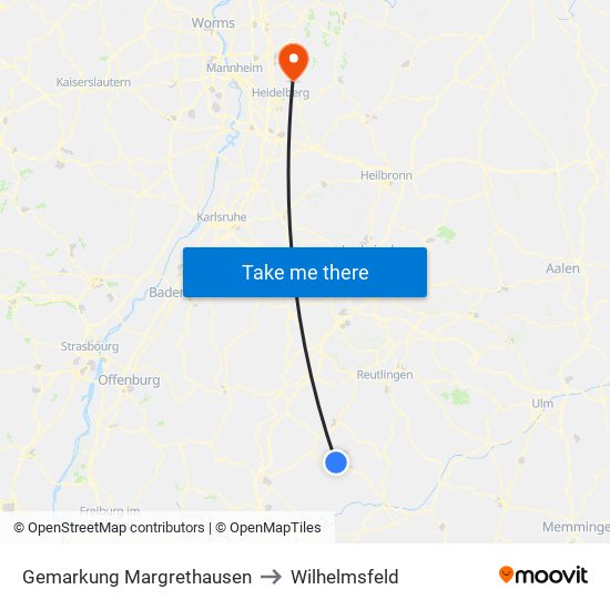 Gemarkung Margrethausen to Wilhelmsfeld map