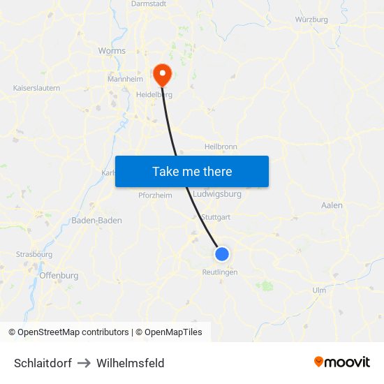 Schlaitdorf to Wilhelmsfeld map