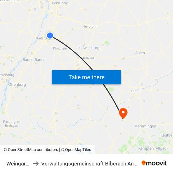 Weingarten to Verwaltungsgemeinschaft Biberach An Der Riß map
