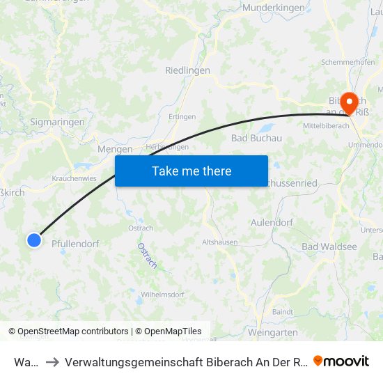 Wald to Verwaltungsgemeinschaft Biberach An Der Riß map