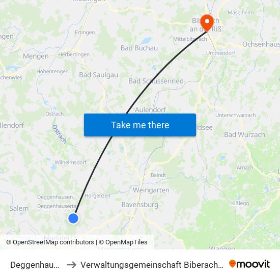 Deggenhausertal to Verwaltungsgemeinschaft Biberach An Der Riß map