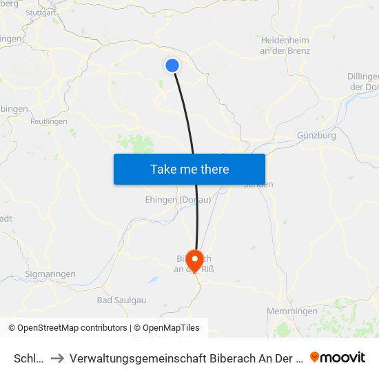 Schlat to Verwaltungsgemeinschaft Biberach An Der Riß map