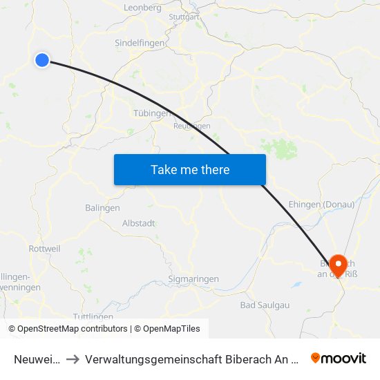 Neuweiler to Verwaltungsgemeinschaft Biberach An Der Riß map