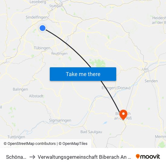 Schönaich to Verwaltungsgemeinschaft Biberach An Der Riß map