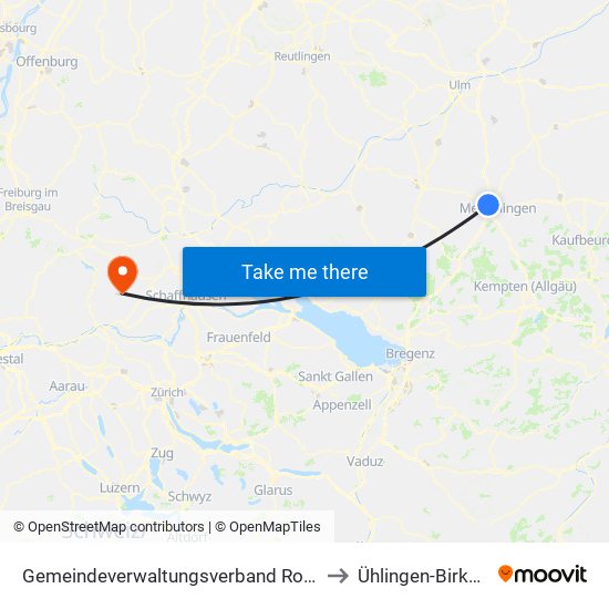 Gemeindeverwaltungsverband Rot-Tannheim to Ühlingen-Birkendorf map