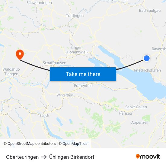 Oberteuringen to Ühlingen-Birkendorf map