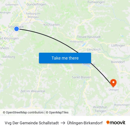 Vvg Der Gemeinde Schallstadt to Ühlingen-Birkendorf map