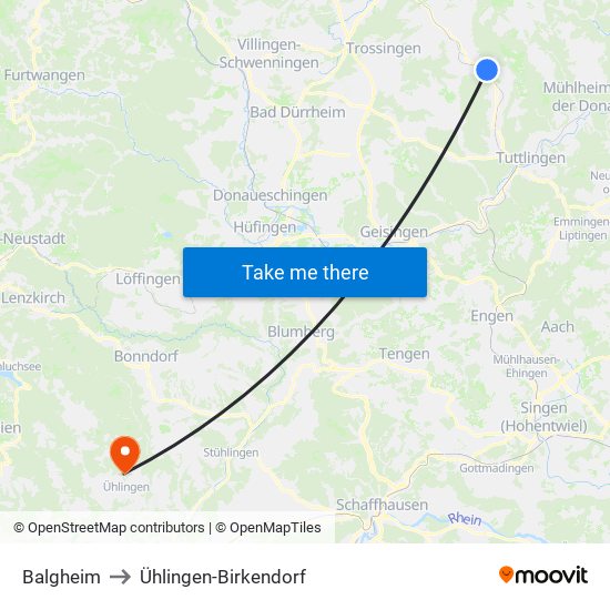 Balgheim to Ühlingen-Birkendorf map