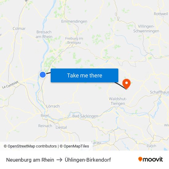 Neuenburg am Rhein to Ühlingen-Birkendorf map