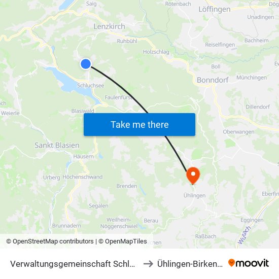 Verwaltungsgemeinschaft Schluchsee to Ühlingen-Birkendorf map