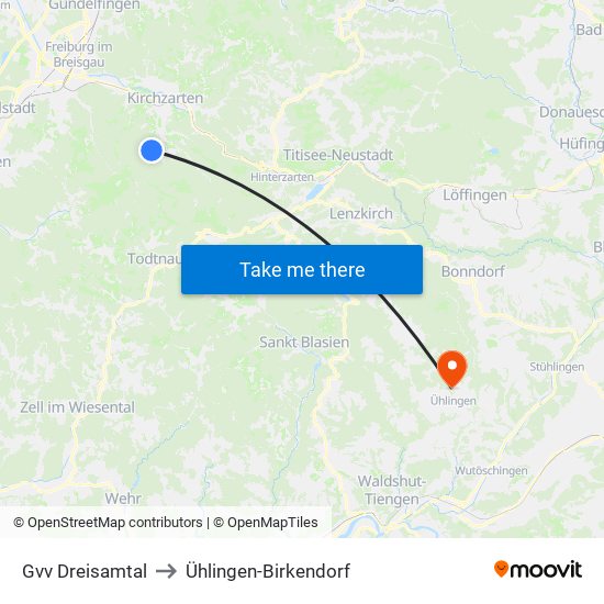 Gvv Dreisamtal to Ühlingen-Birkendorf map