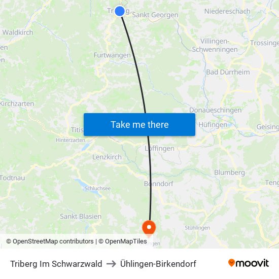 Triberg Im Schwarzwald to Ühlingen-Birkendorf map