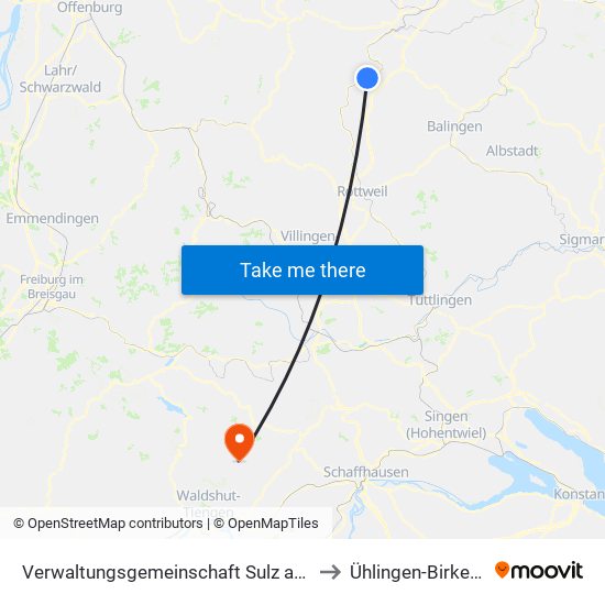 Verwaltungsgemeinschaft Sulz am Neckar to Ühlingen-Birkendorf map