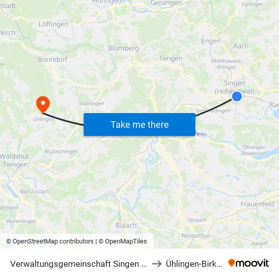 Verwaltungsgemeinschaft Singen (Hohentwiel) to Ühlingen-Birkendorf map