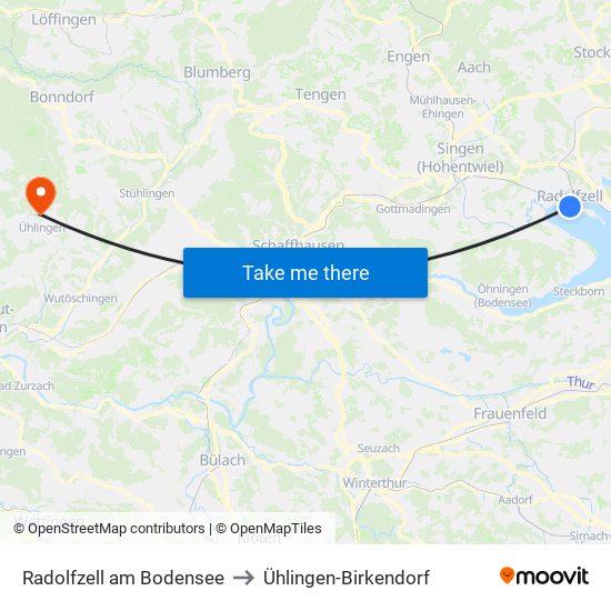 Radolfzell am Bodensee to Ühlingen-Birkendorf map