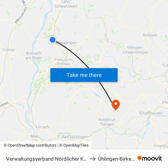 Verwaltungsverband Nördlicher Kaiserstuhl to Ühlingen-Birkendorf map