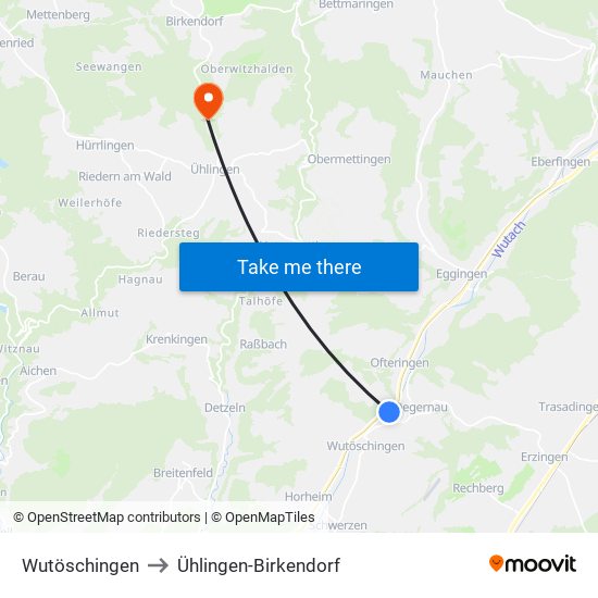 Wutöschingen to Ühlingen-Birkendorf map