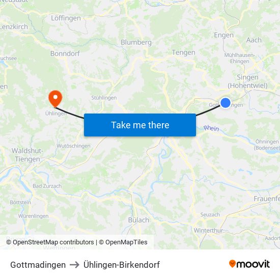 Gottmadingen to Ühlingen-Birkendorf map