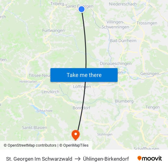 St. Georgen Im Schwarzwald to Ühlingen-Birkendorf map