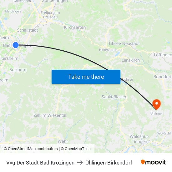 Vvg Der Stadt Bad Krozingen to Ühlingen-Birkendorf map