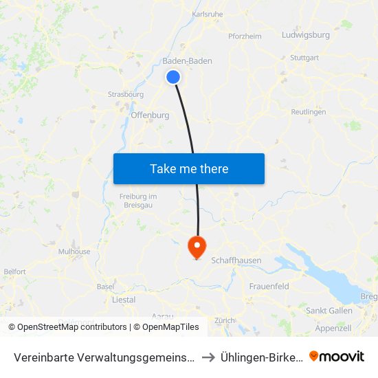 Vereinbarte Verwaltungsgemeinschaft Bühl to Ühlingen-Birkendorf map