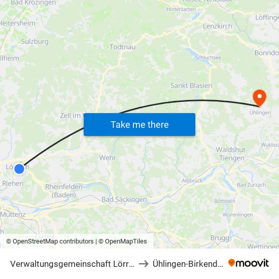 Verwaltungsgemeinschaft Lörrach to Ühlingen-Birkendorf map
