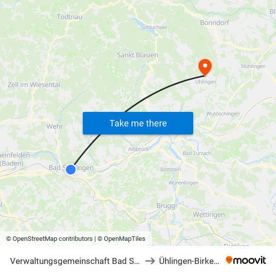 Verwaltungsgemeinschaft Bad Säckingen to Ühlingen-Birkendorf map