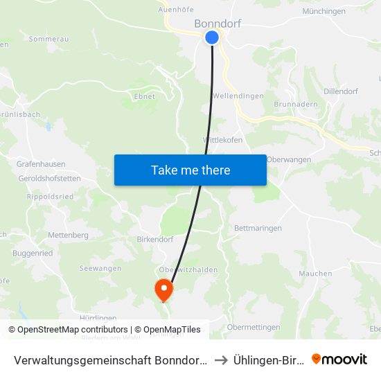 Verwaltungsgemeinschaft Bonndorf Im Schwarzwald to Ühlingen-Birkendorf map