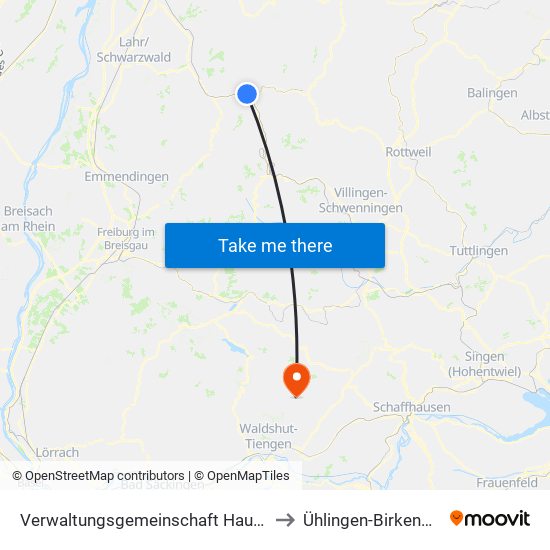 Verwaltungsgemeinschaft Hausach to Ühlingen-Birkendorf map