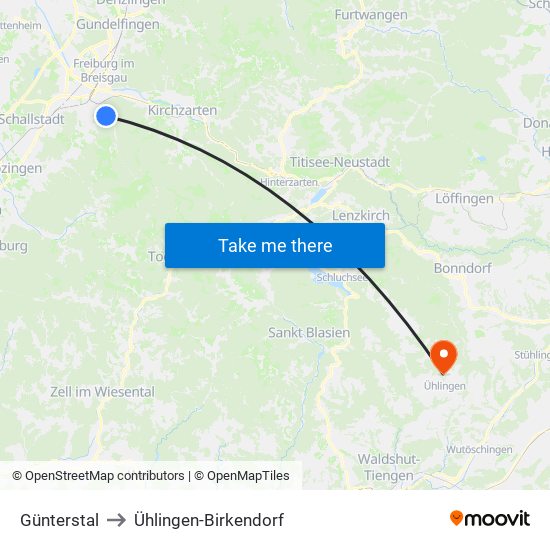 Günterstal to Ühlingen-Birkendorf map