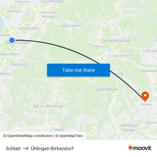 Schlatt to Ühlingen-Birkendorf map
