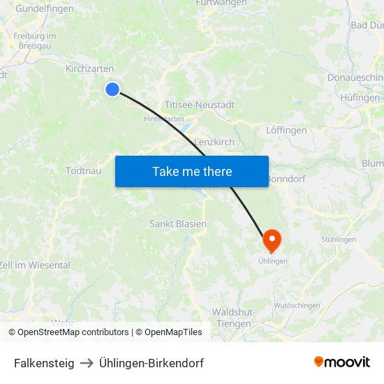 Falkensteig to Ühlingen-Birkendorf map