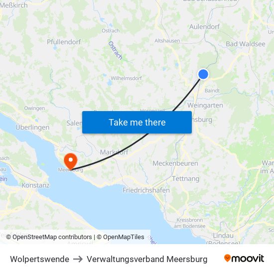 Wolpertswende to Verwaltungsverband Meersburg map