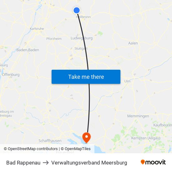 Bad Rappenau to Verwaltungsverband Meersburg map