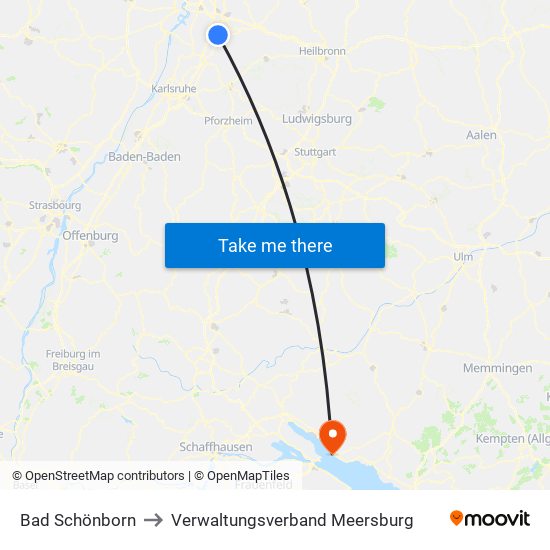 Bad Schönborn to Verwaltungsverband Meersburg map