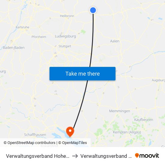 Verwaltungsverband Hohenloher Ebene to Verwaltungsverband Meersburg map