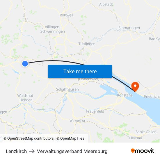 Lenzkirch to Verwaltungsverband Meersburg map