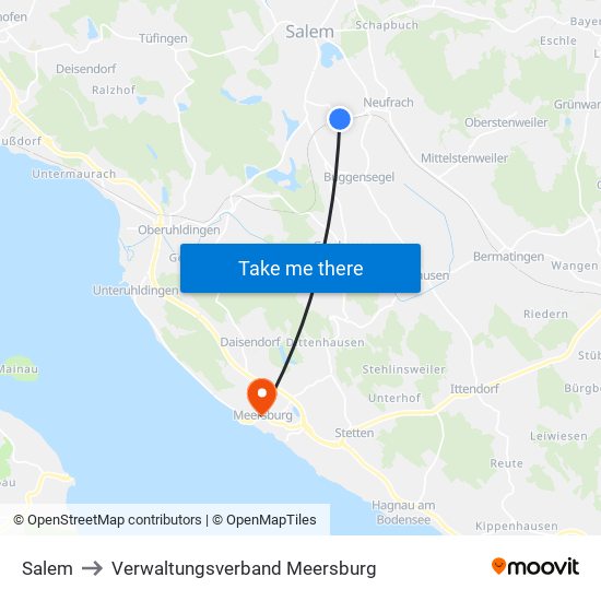 Salem to Verwaltungsverband Meersburg map
