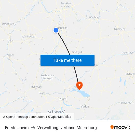 Friedelsheim to Verwaltungsverband Meersburg map