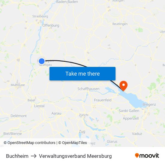 Buchheim to Verwaltungsverband Meersburg map
