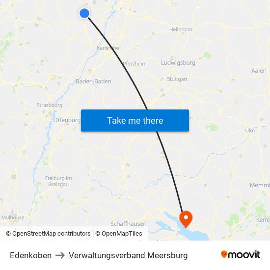 Edenkoben to Verwaltungsverband Meersburg map