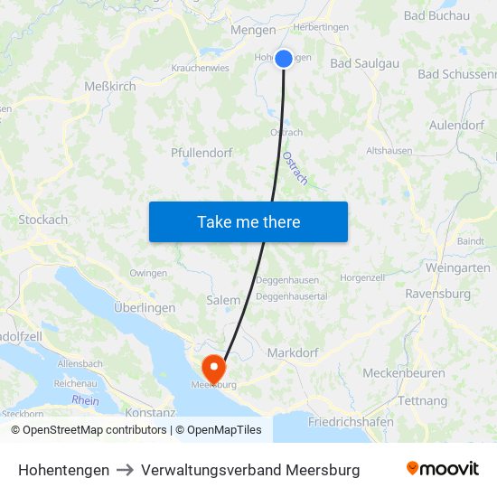 Hohentengen to Verwaltungsverband Meersburg map