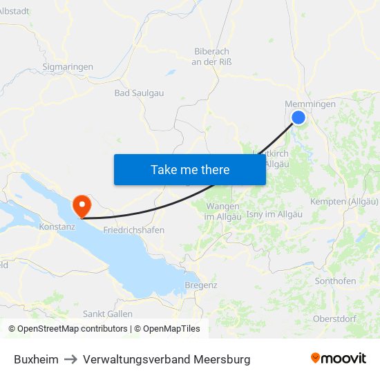 Buxheim to Verwaltungsverband Meersburg map