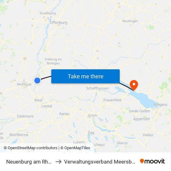 Neuenburg am Rhein to Verwaltungsverband Meersburg map